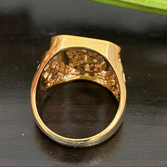 Unsigned CZ Stone Dollar $-Sign Hip Hop Gold-tone Men’s Fashion Ring Size 12 - Picture 10 of 12